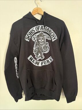 Sons of Anarchy New York Reaper Graphic Hoodie - Men’s Size Large Black